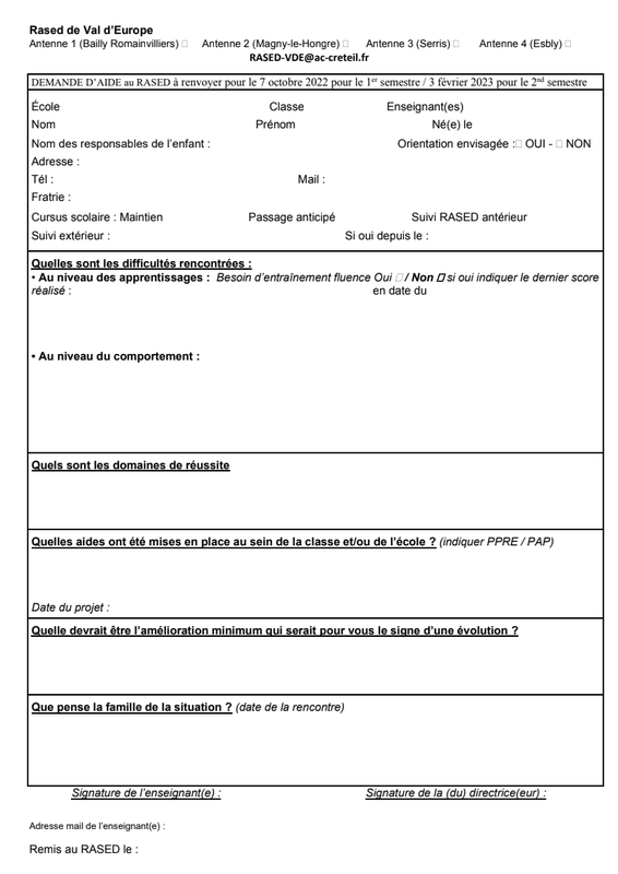 RASED CIRCONSCRIPTION VAL d'EUROPE